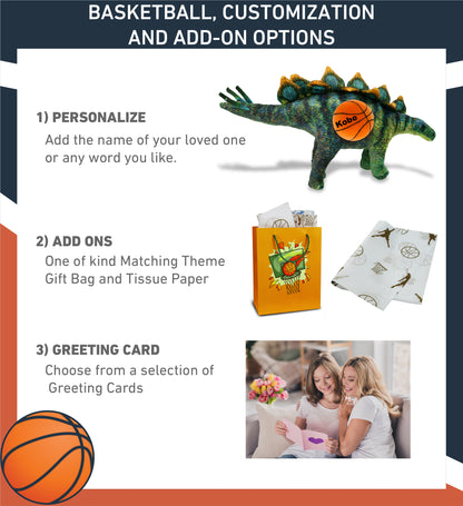 WILD COLLECTION PLUSH - STEGOSAURUS DINOSAUR 18.5" WITH BASKETBALL PLUSH