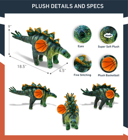 WILD COLLECTION PLUSH - STEGOSAURUS DINOSAUR 18.5" WITH BASKETBALL PLUSH