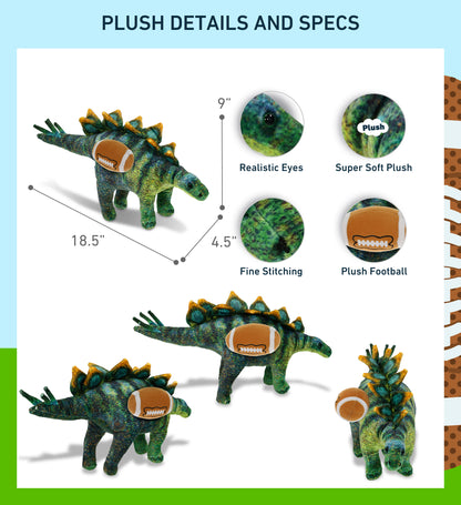 WILD COLLECTION PLUSH - STEGOSAURUS DINOSAUR 18.5" WITH FOOTBALL PLUSH