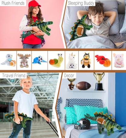 WILD COLLECTION PLUSH - STEGOSAURUS DINOSAUR 18.5" WITH FOOTBALL PLUSH