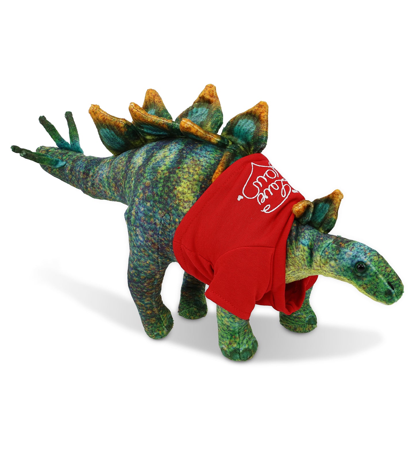 PLUSH I LOVE YOU RED SHIRT- WILD COLLECTION PLUSH - STEGOSAURUS DINOSAUR 18.5"