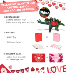 PLUSH I LOVE YOU RED HEART - WILD COLLECTION PLUSH - STEGOSAURUS DINOSAUR 18.5"