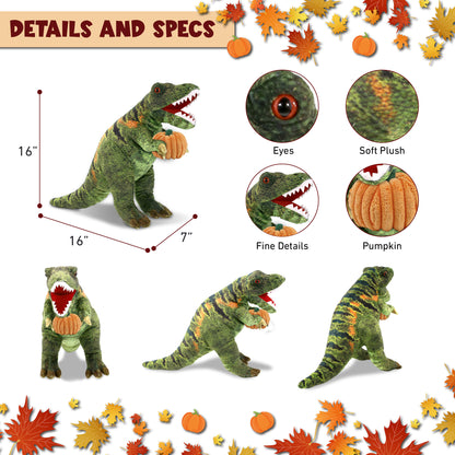 WILD COLLECTION PLUSH - TYRANNOSAURUS REX DINOSAUR 16" WITH PUMPKIN PLUSH