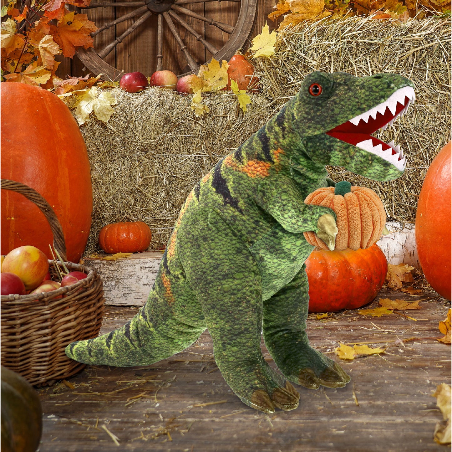 WILD COLLECTION PLUSH - TYRANNOSAURUS REX DINOSAUR 16" WITH PUMPKIN PLUSH