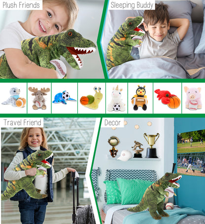 WILD COLLECTION PLUSH - TYRANNOSAURUS REX DINOSAUR 16" WITH BASEBALL PLUSH