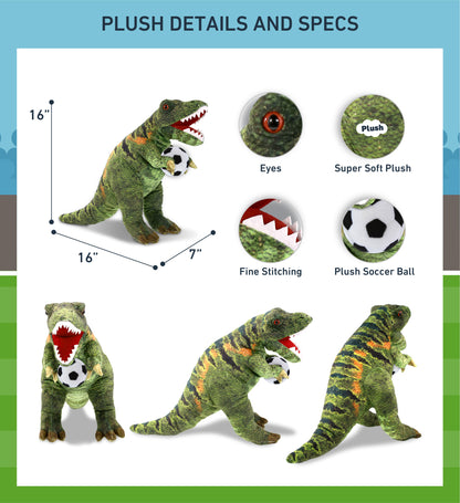WILD COLLECTION PLUSH - TYRANNOSAURUS REX DINOSAUR 16" WITH SOCCER PLUSH