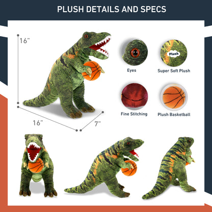 WILD COLLECTION PLUSH - TYRANNOSAURUS REX DINOSAUR 16" WITH BASKETBALL PLUSH