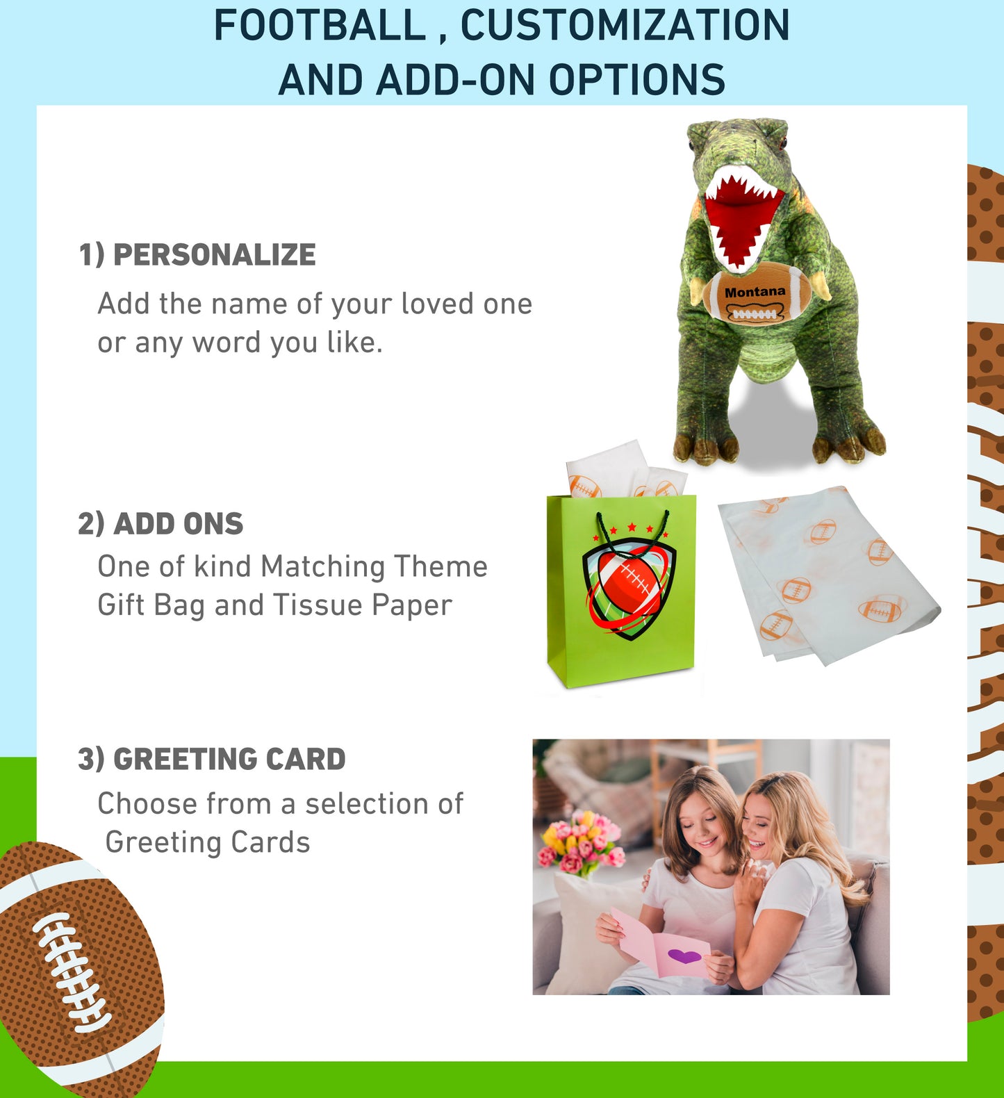 WILD COLLECTION PLUSH - TYRANNOSAURUS REX DINOSAUR 16" WITH FOOTBALL PLUSH