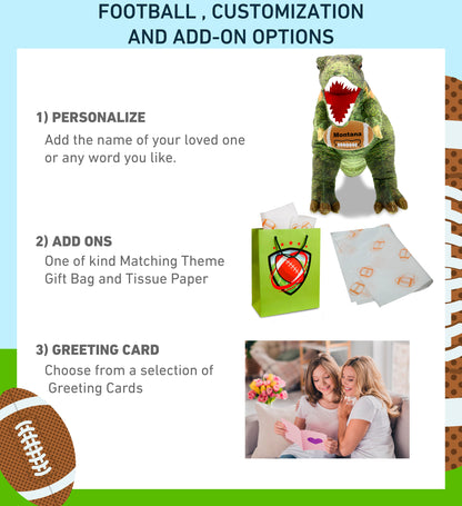 WILD COLLECTION PLUSH - TYRANNOSAURUS REX DINOSAUR 16" WITH FOOTBALL PLUSH