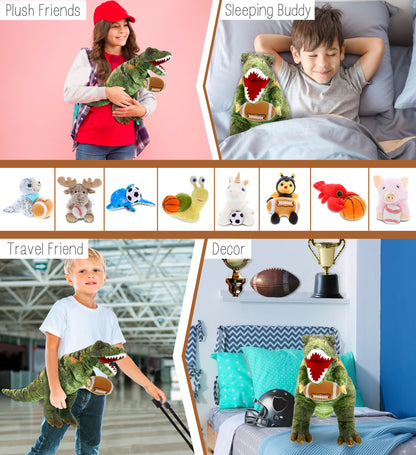 WILD COLLECTION PLUSH - TYRANNOSAURUS REX DINOSAUR 16" WITH FOOTBALL PLUSH