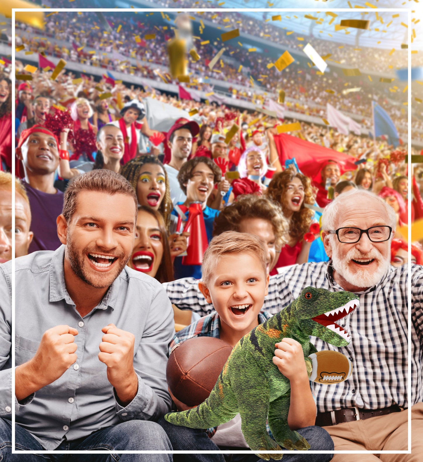 WILD COLLECTION PLUSH - TYRANNOSAURUS REX DINOSAUR 16" WITH FOOTBALL PLUSH