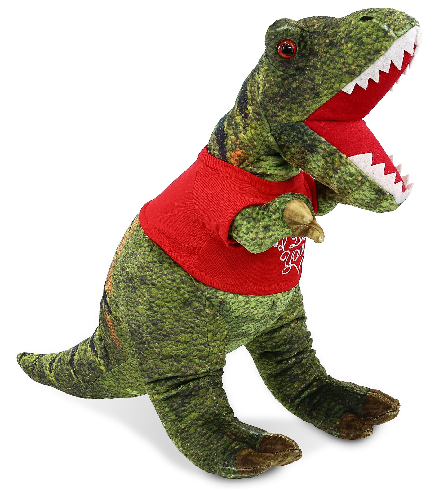 PLUSH I LOVE YOU RED SHIRT- WILD COLLECTION PLUSH - TYRANNOSAURUS REX DINOSAUR 16"