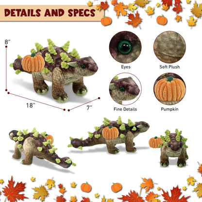 WILD COLLECTION PLUSH - ANKYLOSAURUS DINOSAUR 18" WITH PUMPKIN PLUSH