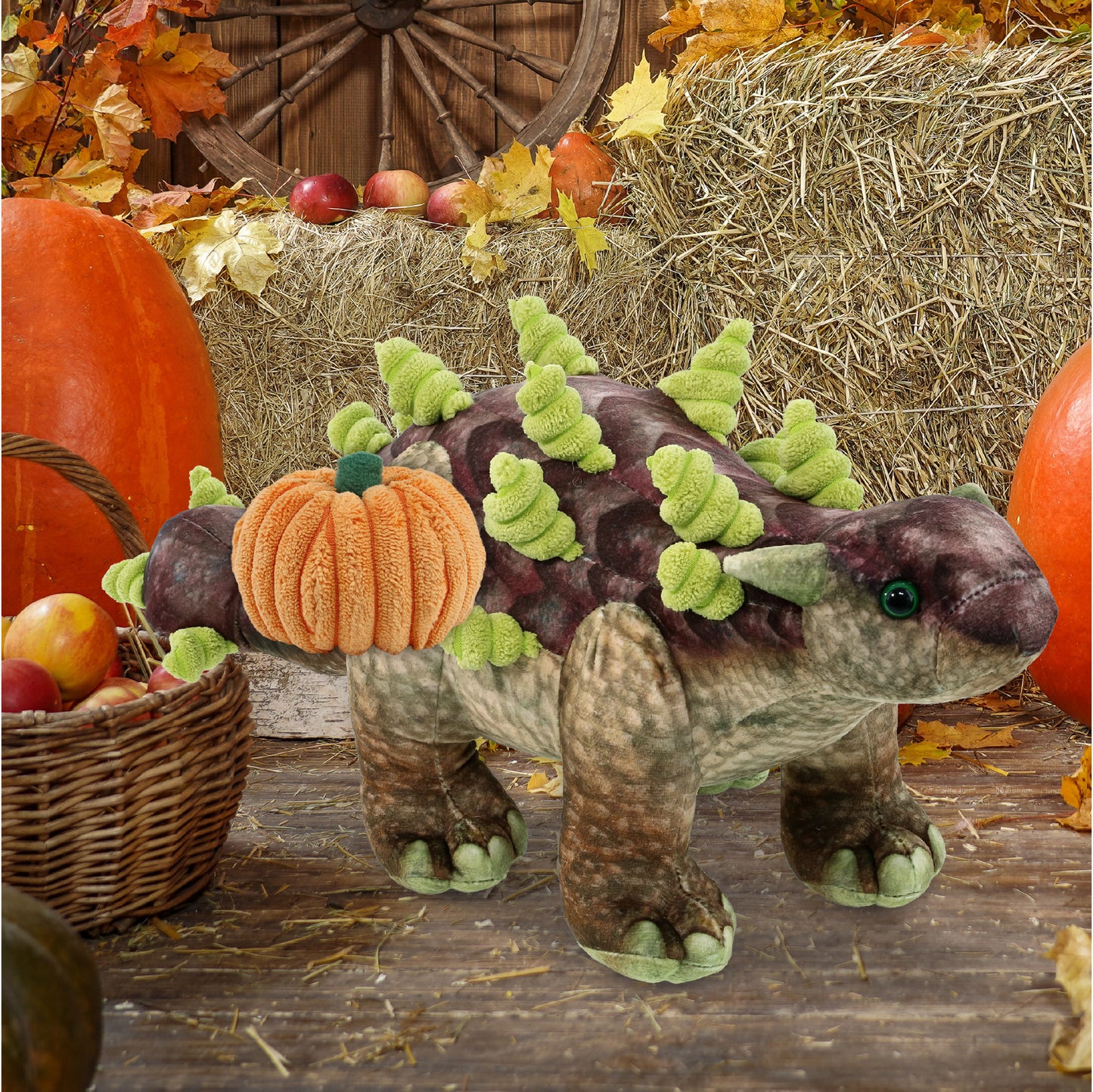 WILD COLLECTION PLUSH - ANKYLOSAURUS DINOSAUR 18" WITH PUMPKIN PLUSH