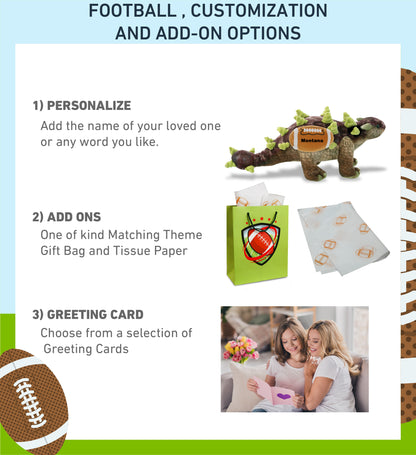 WILD COLLECTION PLUSH - ANKYLOSAURUS DINOSAUR 18" WITH FOOTBALL PLUSH