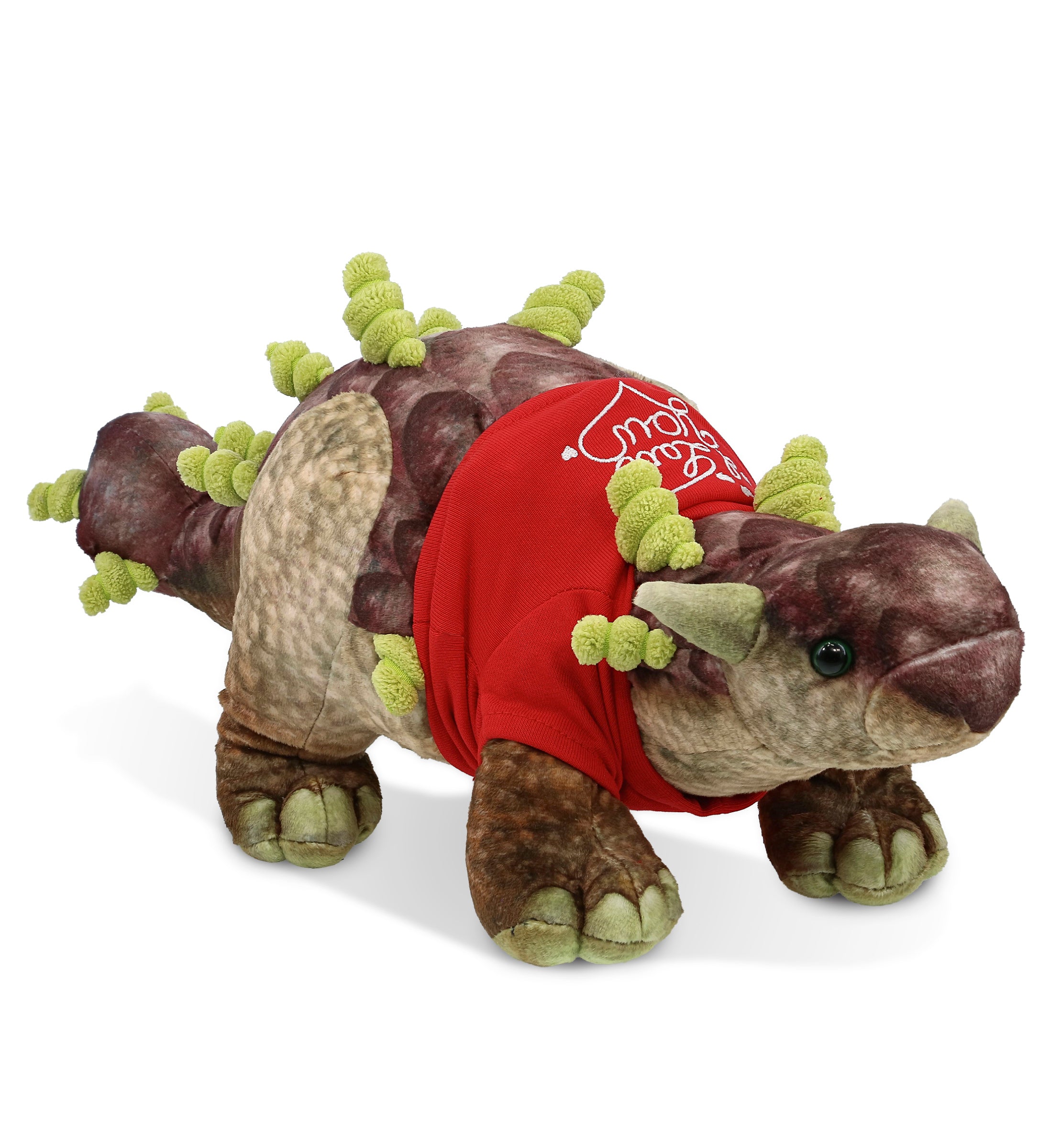 PLUSH I LOVE YOU RED SHIRT- WILD COLLECTION PLUSH - ANKYLOSAURUS DINOSAUR 18"