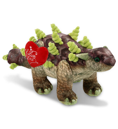 PLUSH I LOVE YOU RED HEART - WILD COLLECTION PLUSH - ANKYLOSAURUS DINOSAUR 18"