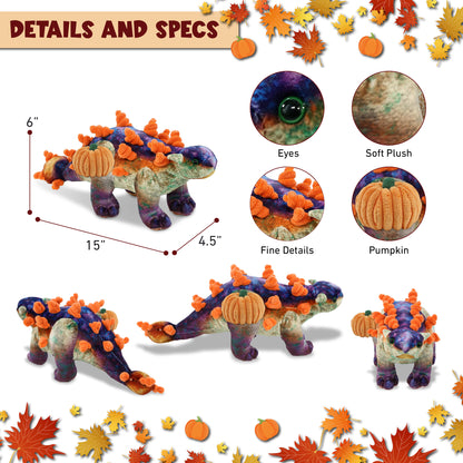 WILD COLLECTION PLUSH - ANKYLOSAURUS DINOSAUR 15" WITH PUMPKIN PLUSH