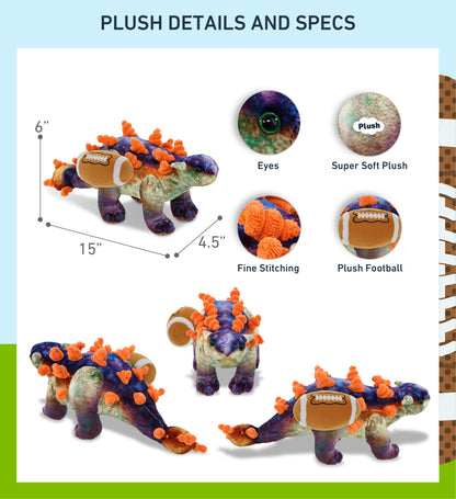 WILD COLLECTION PLUSH - ANKYLOSAURUS DINOSAUR 15" WITH FOOTBALL PLUSH