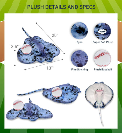 WILD COLLECTION PLUSH - BLUE RAY 20" WITH BASEBALL PLUSH