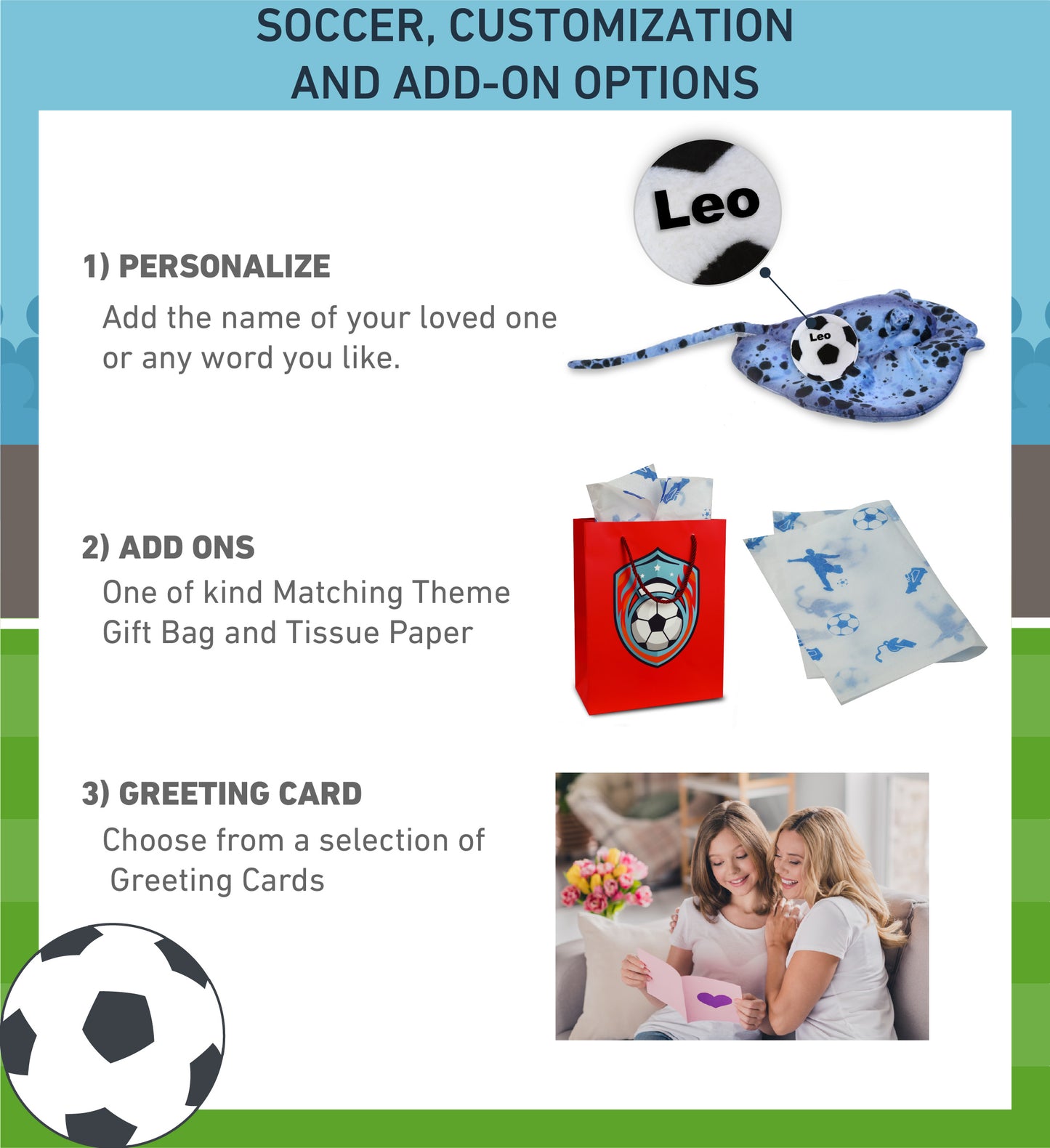 WILD COLLECTION PLUSH - BLUE RAY 20" WITH SOCCER PLUSH