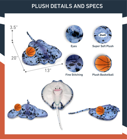 WILD COLLECTION PLUSH - BLUE RAY 20" WITH BASKETBALL PLUSH