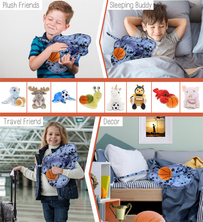 WILD COLLECTION PLUSH - BLUE RAY 20" WITH BASKETBALL PLUSH