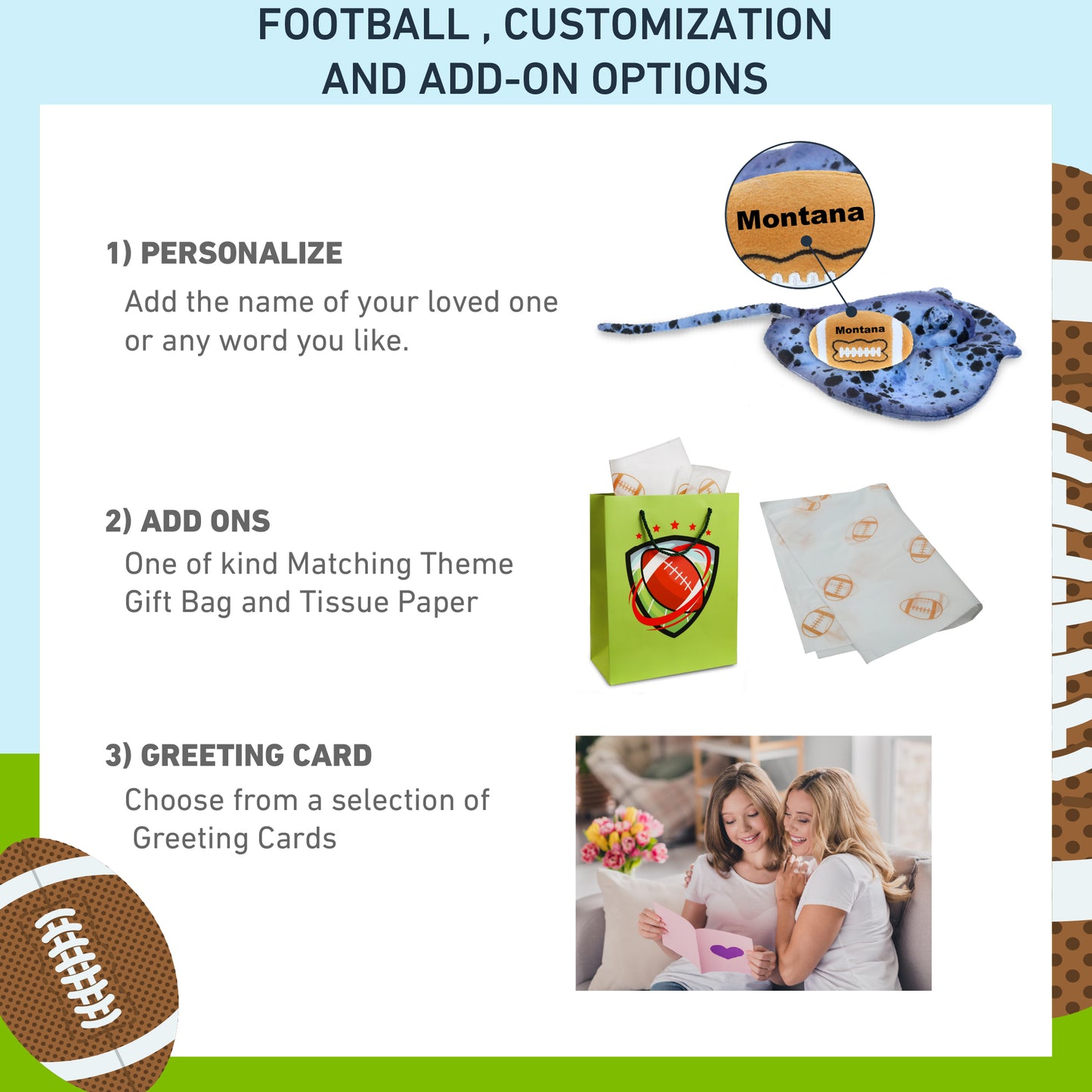 WILD COLLECTION PLUSH - BLUE RAY 20" WITH FOOTBALL PLUSH