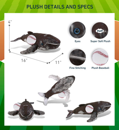 WILD COLLECTION PLUSH - HUMPBACK WHALE 16" WITH BASEBALL PLUSH