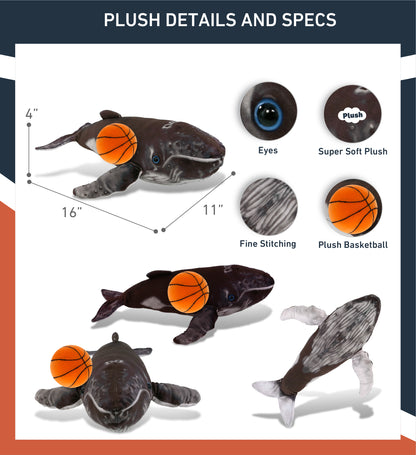 WILD COLLECTION PLUSH - HUMPBACK WHALE 16" WITH BASKETBALL PLUSH