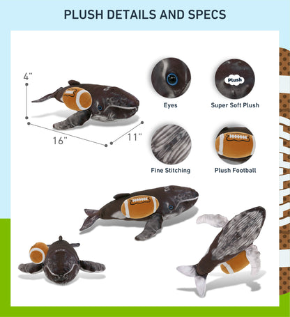 WILD COLLECTION PLUSH - HUMPBACK WHALE 16" WITH FOOTBALL PLUSH