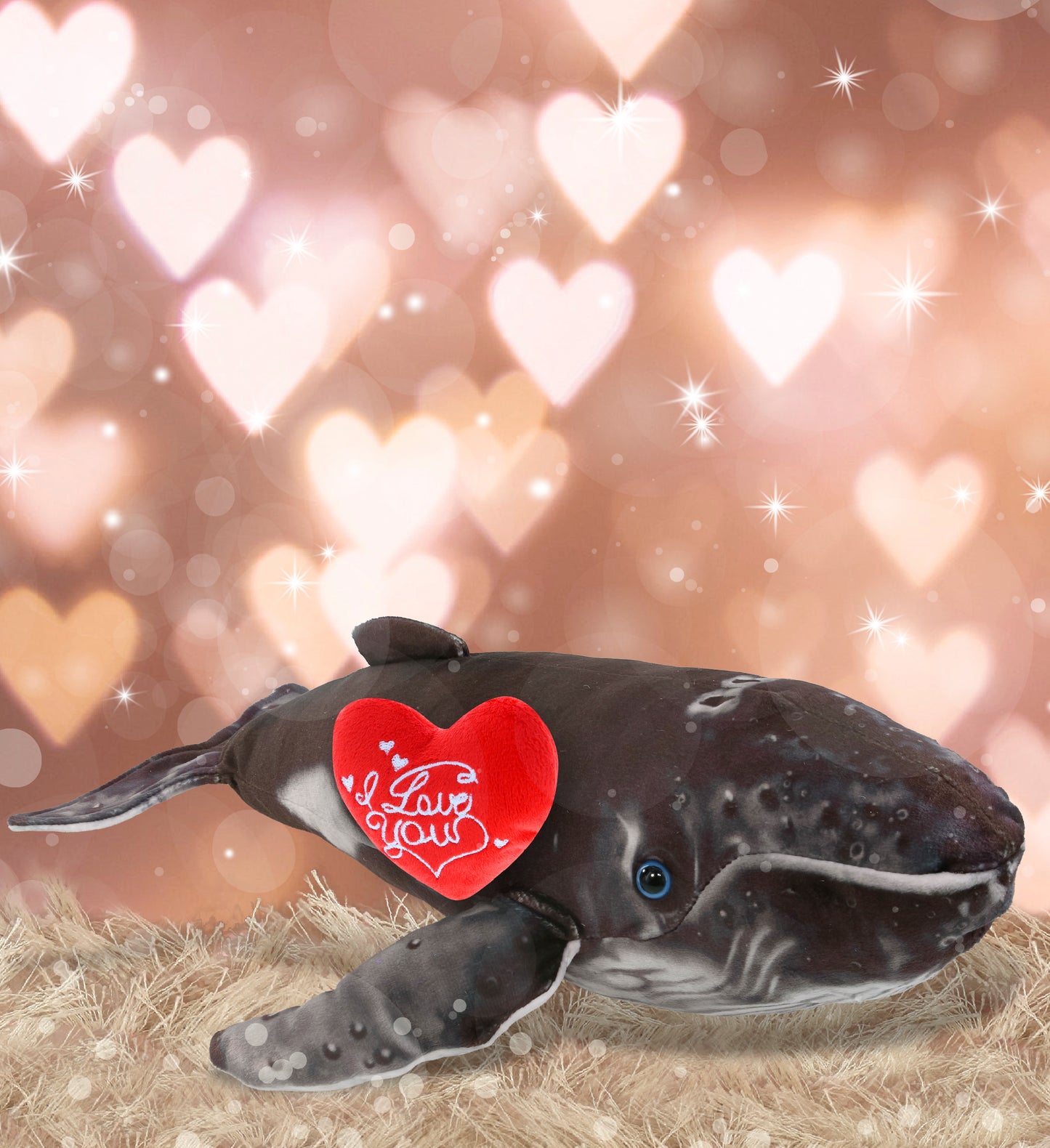 PLUSH I LOVE YOU RED HEART - WILD COLLECTION PLUSH - HUMPBACK WHALE 16"