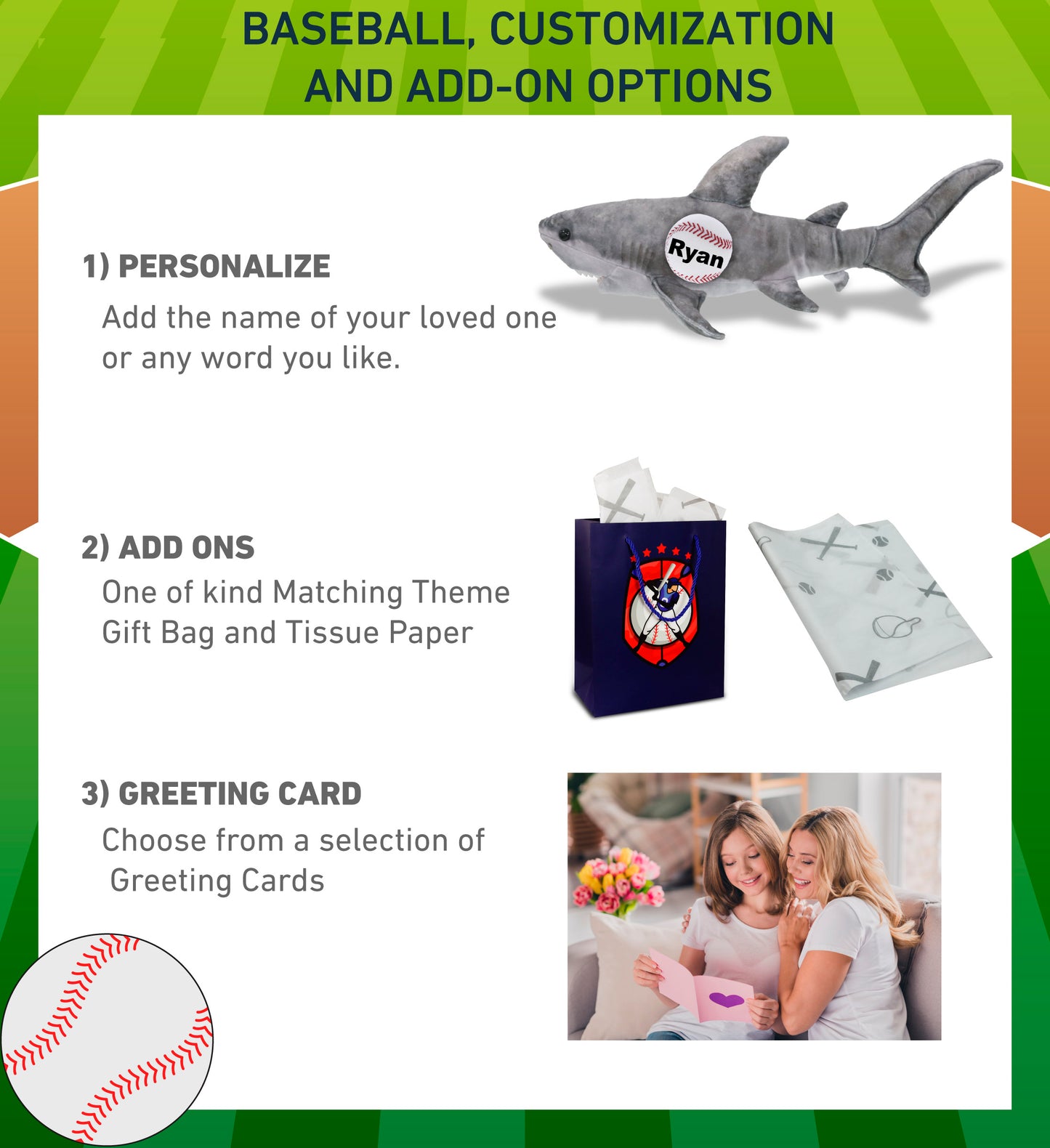 WILD COLLECTION PLUSH - SHARK 20" WITH BASEBALL PLUSH