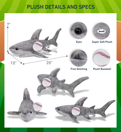 WILD COLLECTION PLUSH - SHARK 20" WITH BASEBALL PLUSH