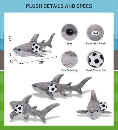 WILD COLLECTION PLUSH - SHARK 20" WITH SOCCER PLUSH