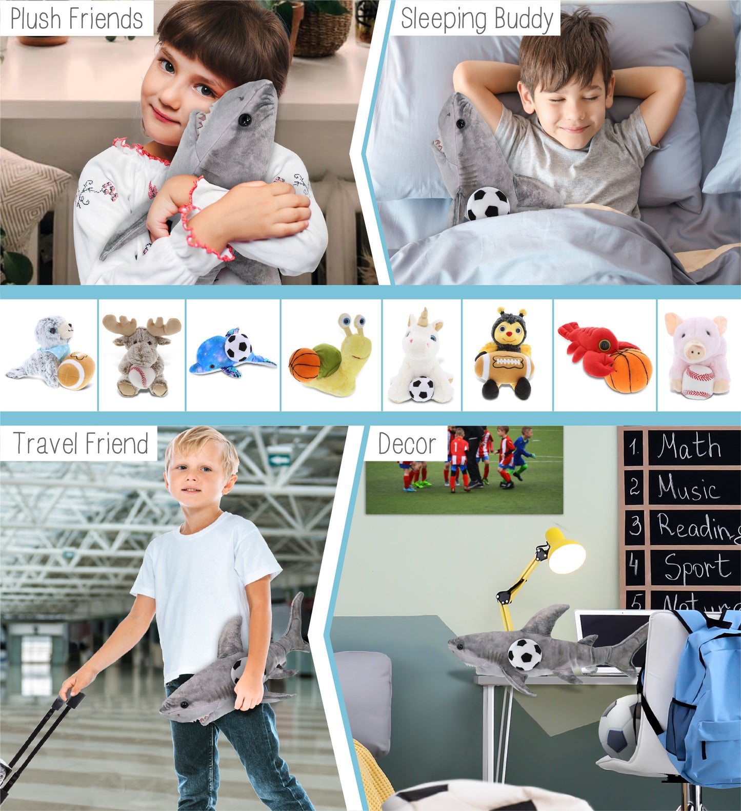 WILD COLLECTION PLUSH - SHARK 20" WITH SOCCER PLUSH