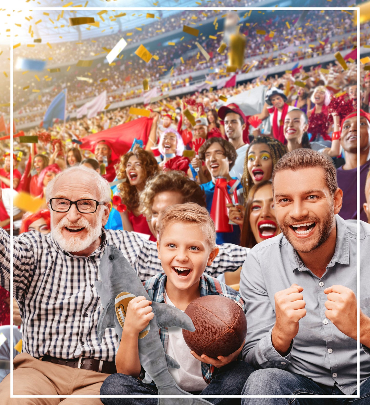 WILD COLLECTION PLUSH - SHARK 20" WITH FOOTBALL PLUSH