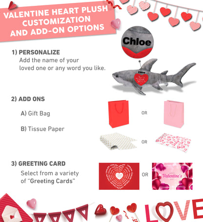 PLUSH I LOVE YOU RED HEART - WILD COLLECTION PLUSH - SHARK 20"