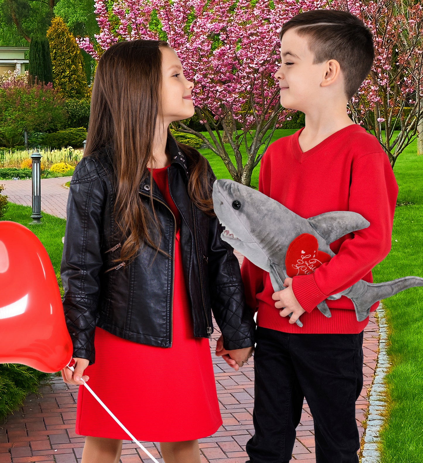 PLUSH I LOVE YOU RED HEART - WILD COLLECTION PLUSH - SHARK 20"