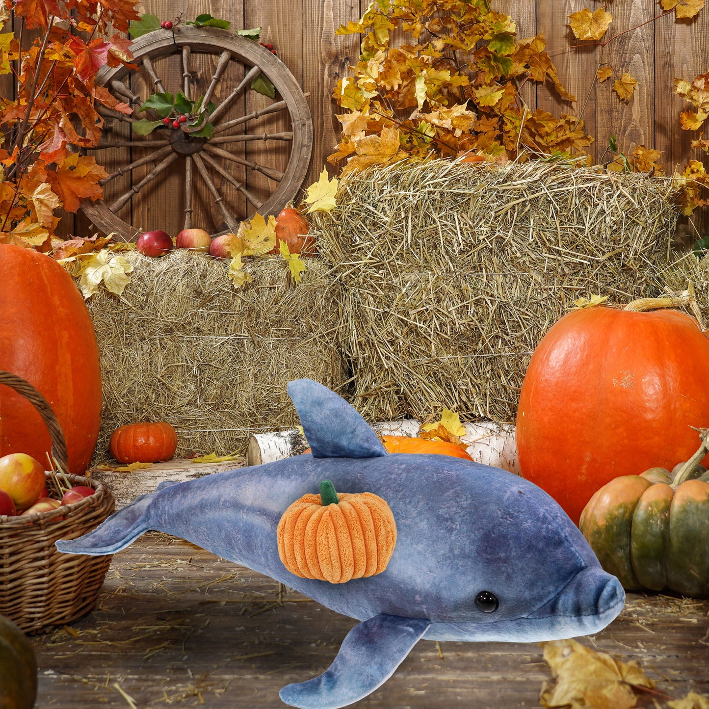 WILD COLLECTION PLUSH - DOLPHIN 19" WITH PUMPKIN PLUSH