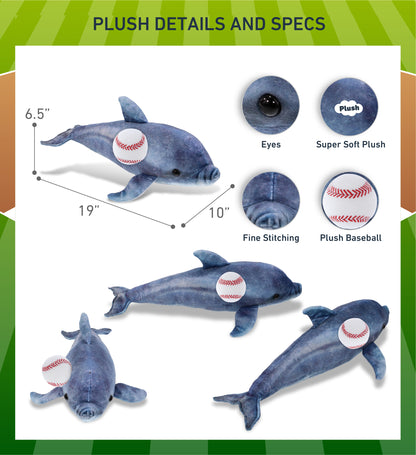 WILD COLLECTION PLUSH - DOLPHIN 19" WITH BASEBALL PLUSH