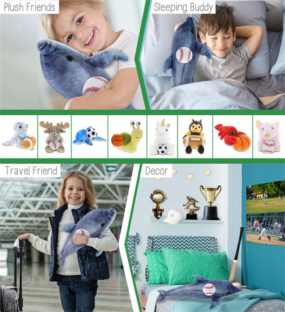 WILD COLLECTION PLUSH - DOLPHIN 19" WITH BASEBALL PLUSH