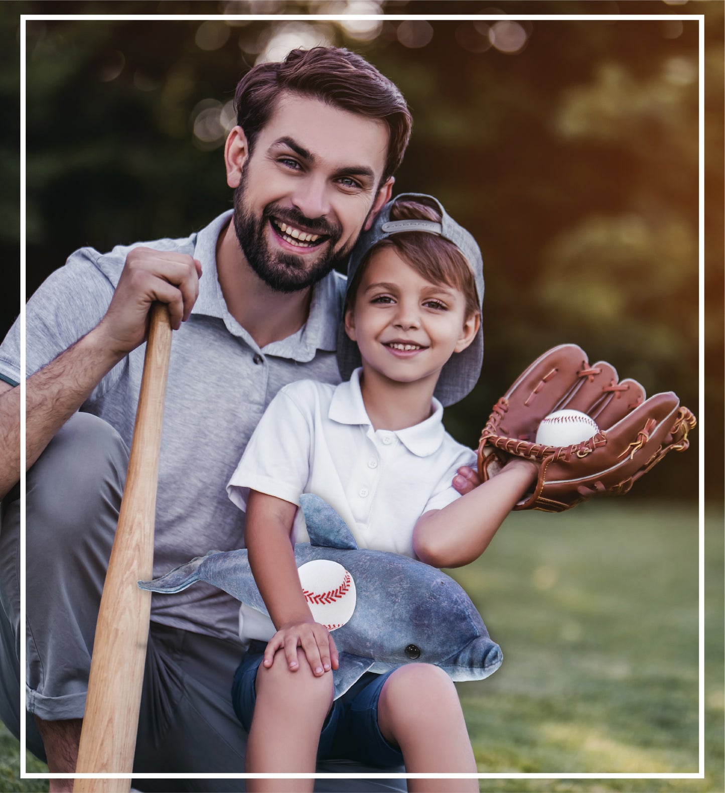 WILD COLLECTION PLUSH - DOLPHIN 19" WITH BASEBALL PLUSH