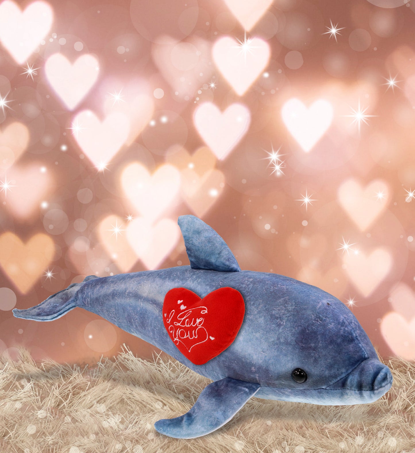 PLUSH I LOVE YOU RED HEART - WILD COLLECTION PLUSH - DOLPHIN 19"