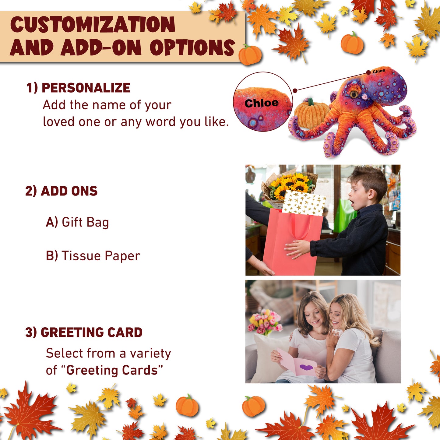 WILD COLLECTION PLUSH - OCTOPUS 15" WITH PUMPKIN PLUSH