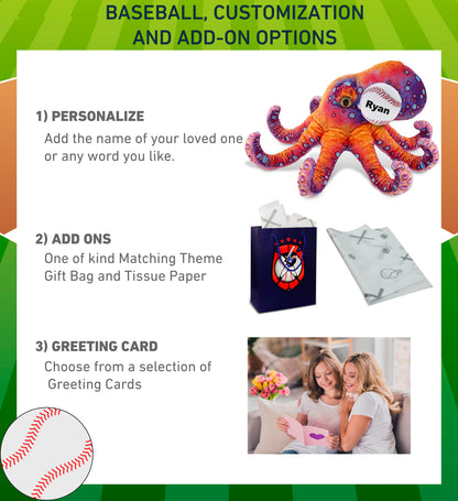 WILD COLLECTION PLUSH - OCTOPUS 15" WITH BASEBALL PLUSH