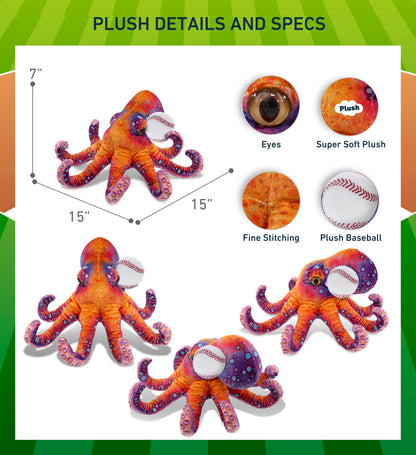 WILD COLLECTION PLUSH - OCTOPUS 15" WITH BASEBALL PLUSH