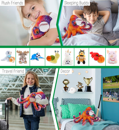 WILD COLLECTION PLUSH - OCTOPUS 15" WITH BASEBALL PLUSH