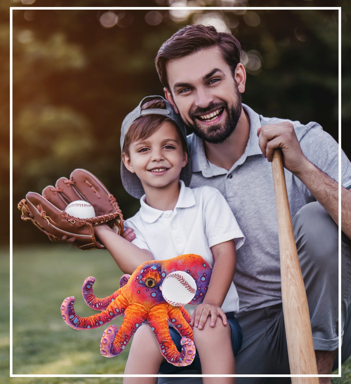 WILD COLLECTION PLUSH - OCTOPUS 15" WITH BASEBALL PLUSH