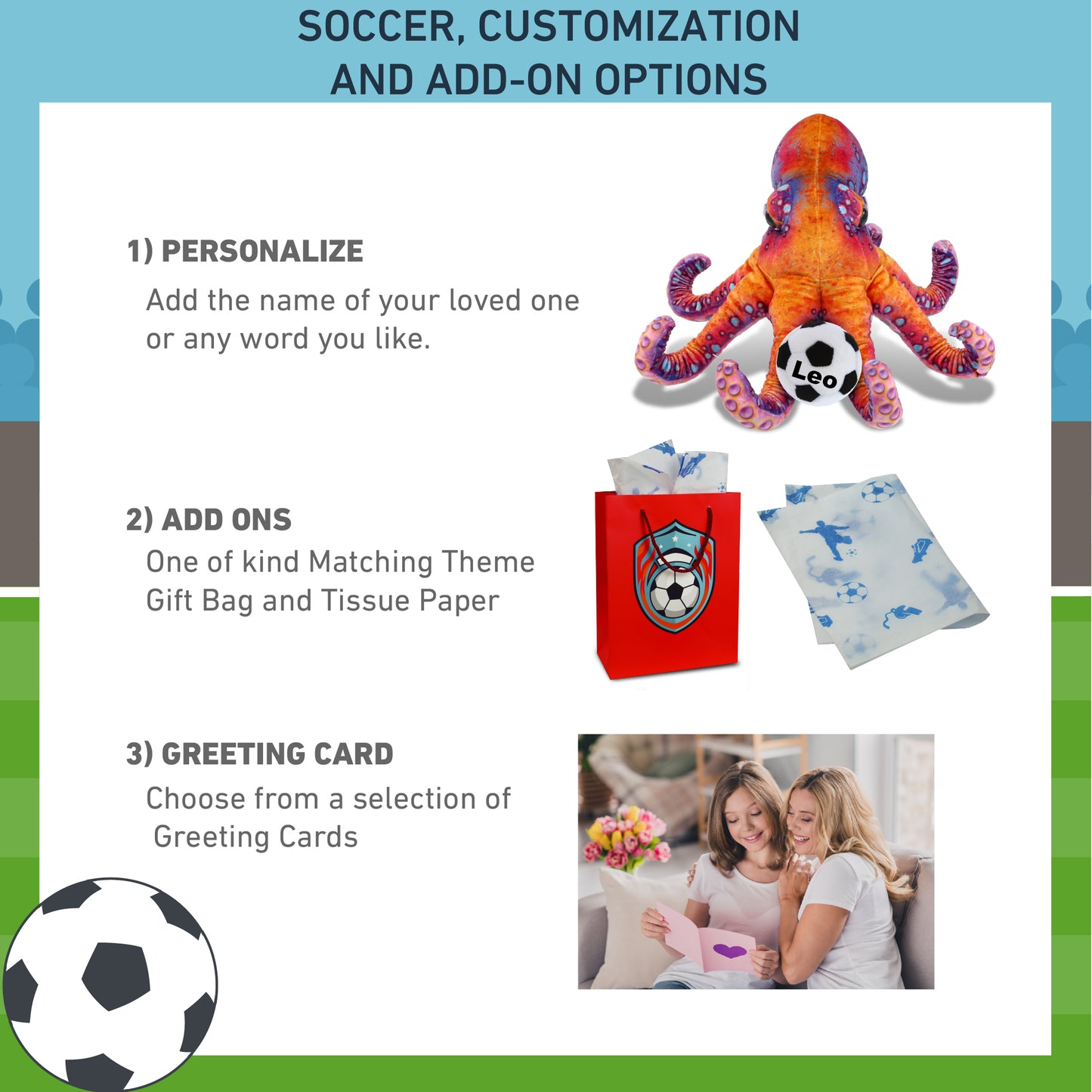 WILD COLLECTION PLUSH - OCTOPUS 15" WITH SOCCER PLUSH